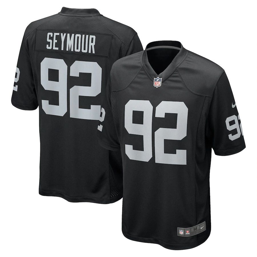 Men Las Vegas Raiders 92 Richard Seymour Nike Black Retired Player Game NFL Jersey